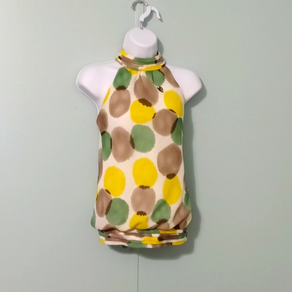 Cato Blouse Size Small White‎ Yellow Circles "Bee" - Picture 1 of 16